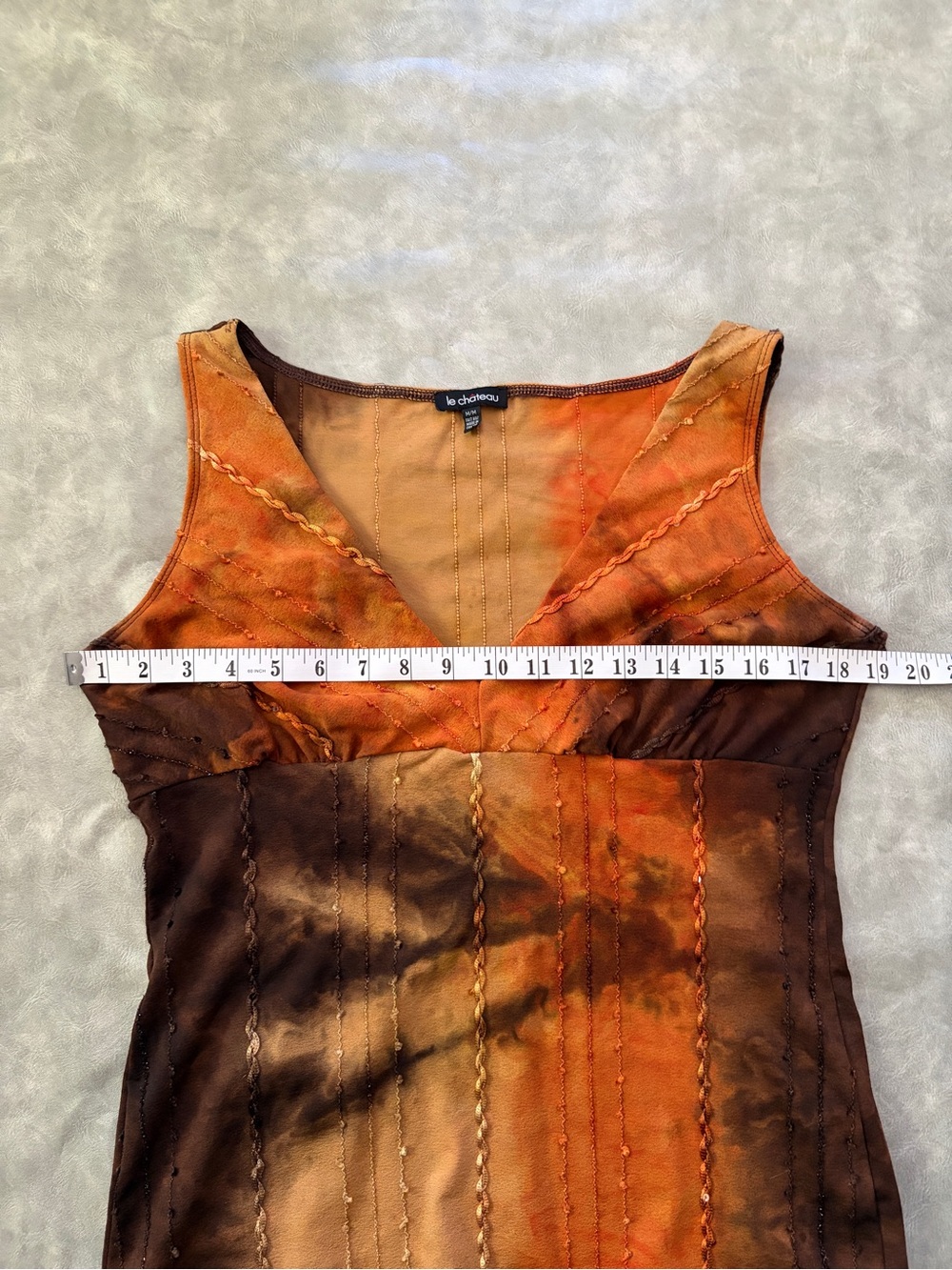 Y2K Le Chateau Orange Brown Fairy Whimsigoth Earthy Sequin Top - Picture 7 of 8